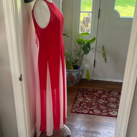 Express Red Sheer Overlay Maxi Dress Size 8 Y2K Coastal Glam Resortwear boho - Picture 6 of 11